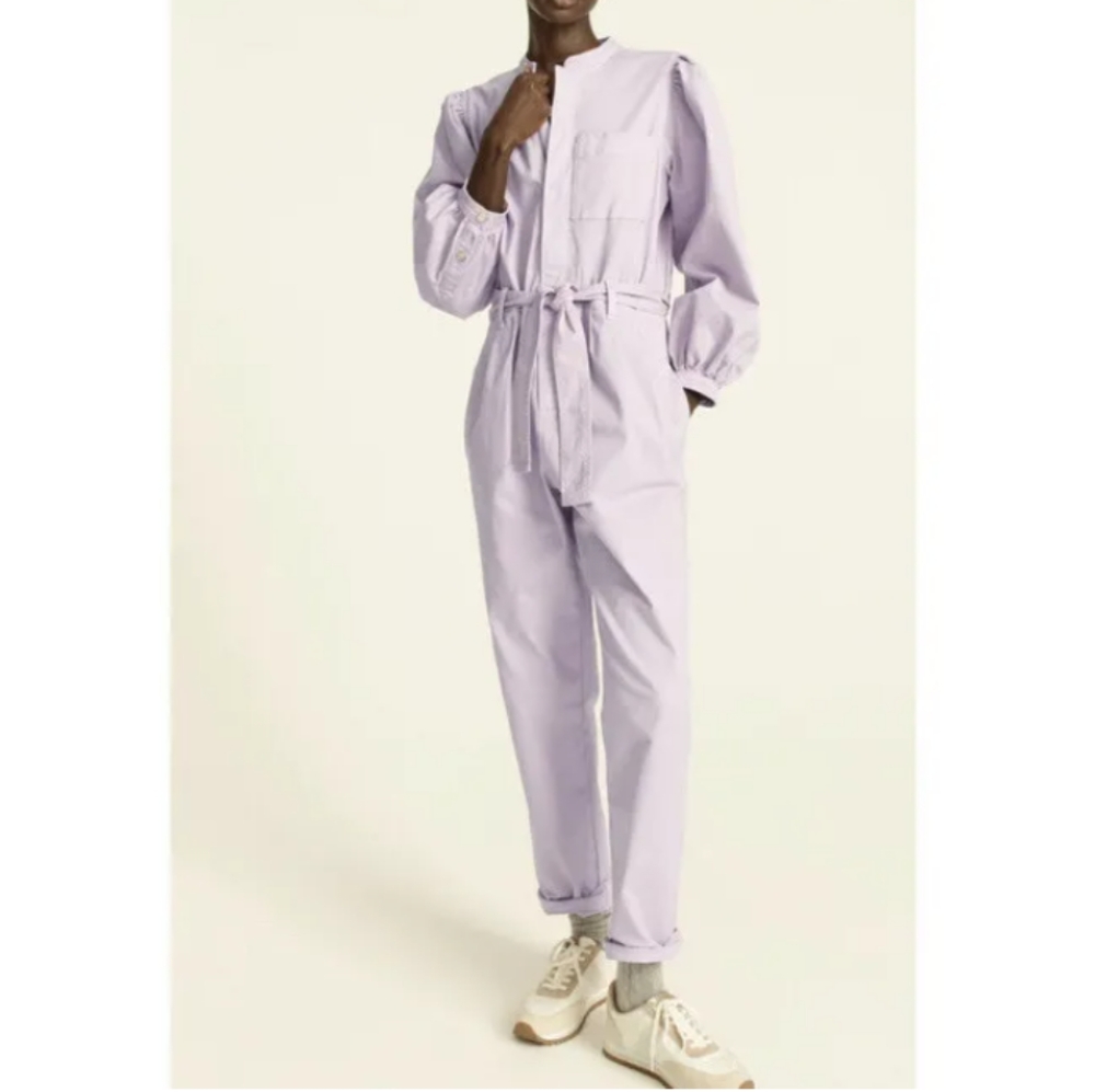 J.crew puff sleeve chino jumpsuit long sleeve overalls